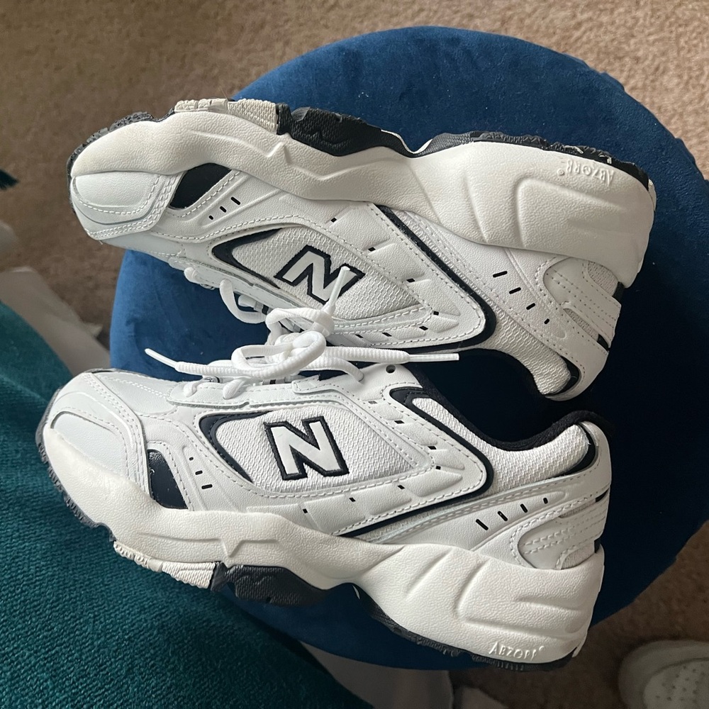 New Balance White and Black Lace-Up Sneakers